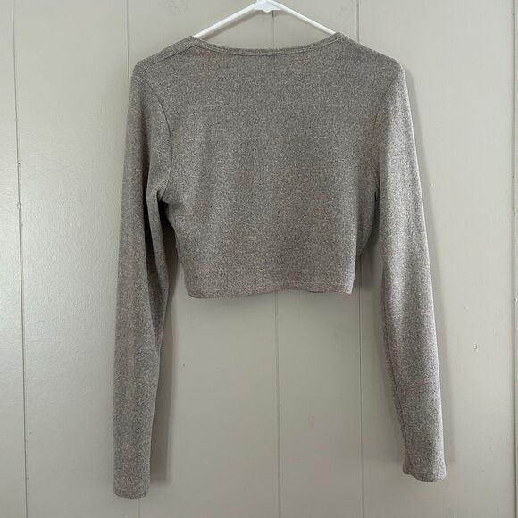 Windsor Taupe Knit Twist Front Crop Top & High Waist Pants Set – Size L - Picture 9 of 15